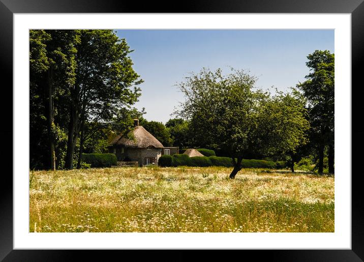 Wild meadow and thatched cottage. Framed Mounted Print by Gerry Walden LRPS