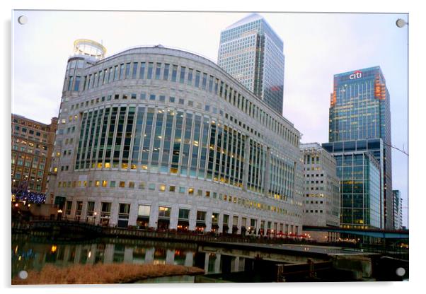 Majestic Canary Wharf rises above London's Docklan Acrylic by Andy Evans Photos
