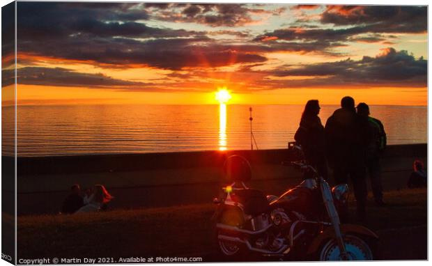 Harley Davidson in the Sunset at Hunstanton Canvas Print by Martin Day