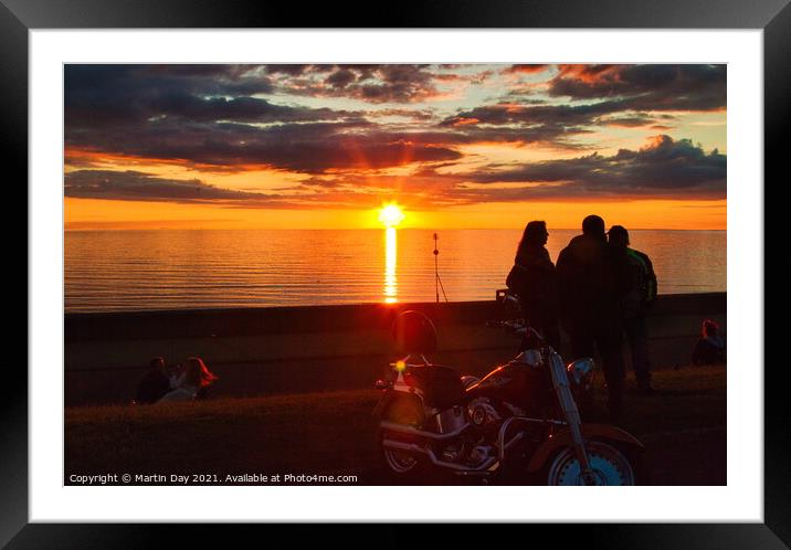 Harley Davidson in the Sunset at Hunstanton Framed Mounted Print by Martin Day