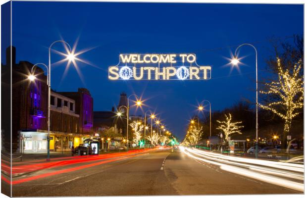 Welcome to Southport Canvas Print by Roger Green