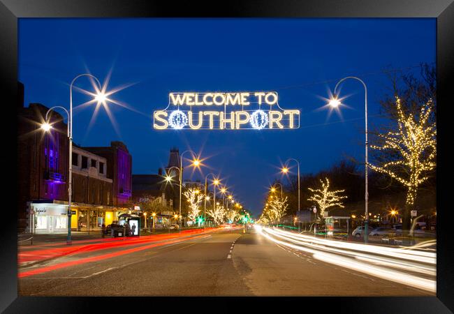 Welcome to Southport Framed Print by Roger Green