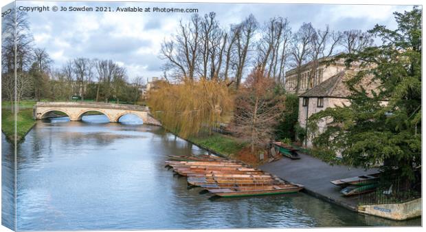 Punts behind, Trinity college Canvas Print by Jo Sowden