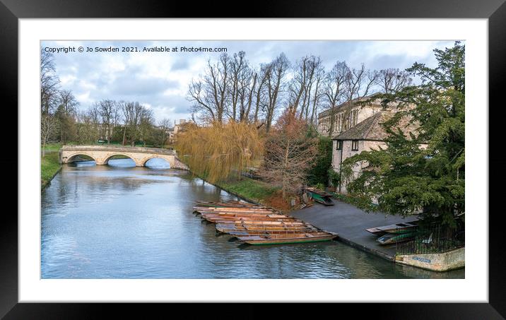 Punts behind, Trinity college Framed Mounted Print by Jo Sowden