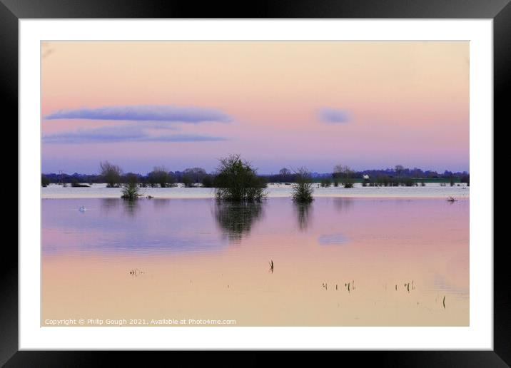 Floods On The Somerset Levels Framed Mounted Print by Philip Gough