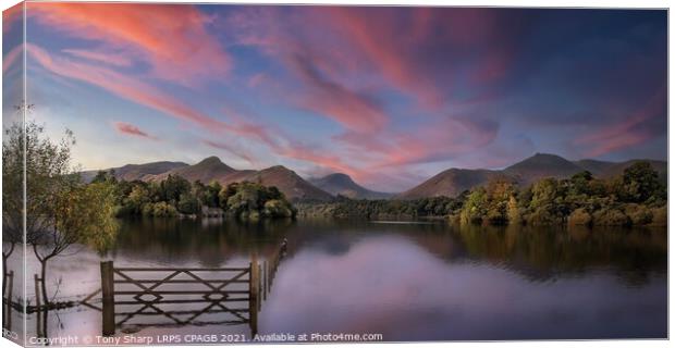 RAISED WATER LEVEL DERWENT WATER AT DUSK Canvas Print by Tony Sharp LRPS CPAGB