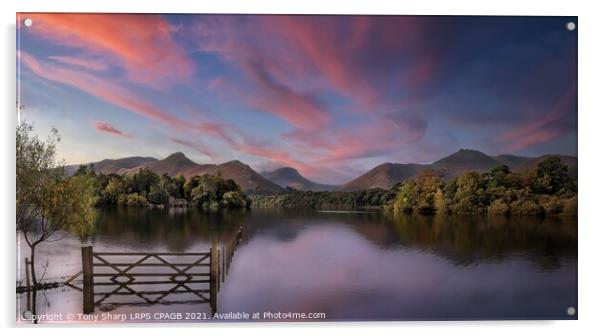 RAISED WATER LEVEL DERWENT WATER AT DUSK Acrylic by Tony Sharp LRPS CPAGB