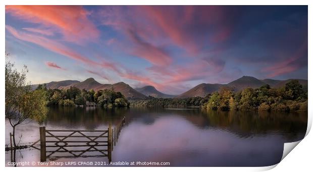 RAISED WATER LEVEL DERWENT WATER AT DUSK Print by Tony Sharp LRPS CPAGB