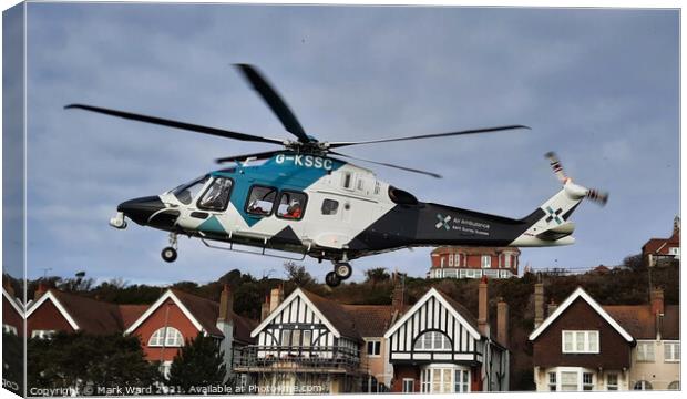 Air Ambulance in Sussex. Canvas Print by Mark Ward