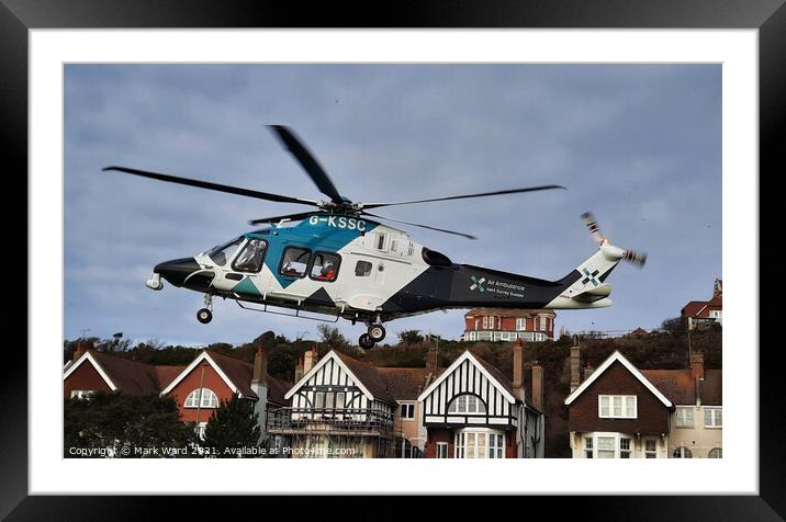 Air Ambulance in Sussex. Framed Mounted Print by Mark Ward