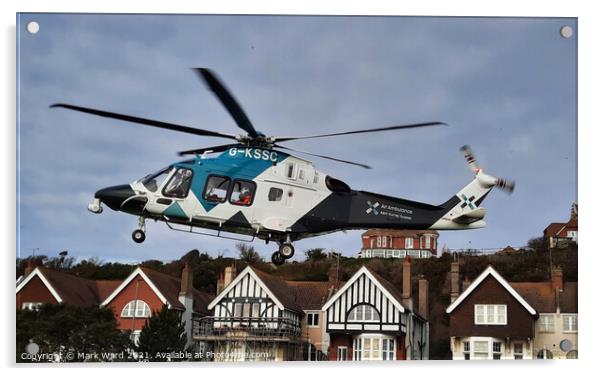 Air Ambulance in Sussex. Acrylic by Mark Ward