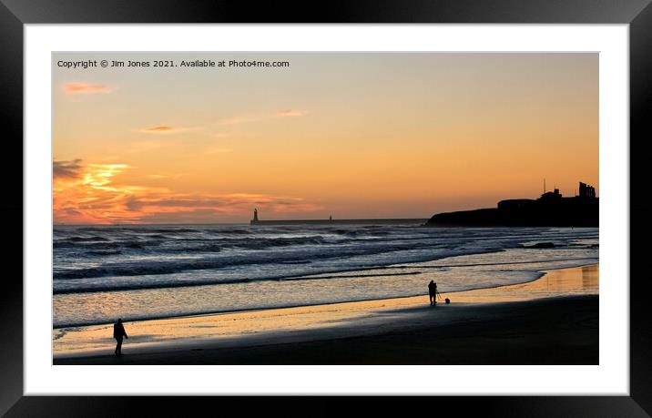 December daybreak on Tynemouth Long Sands - Panorama Framed Mounted Print by Jim Jones