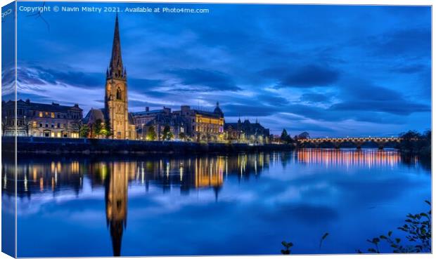 Perth Scotland and The River Tay Canvas Print by Navin Mistry