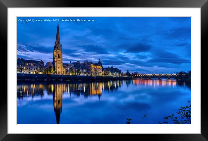 Perth Scotland and The River Tay Framed Mounted Print by Navin Mistry
