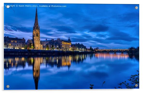 Perth Scotland and The River Tay Acrylic by Navin Mistry