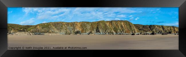 Panorama of the cliffs above Marloes Sands Framed Print by Keith Douglas
