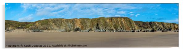 Panorama of the cliffs above Marloes Sands Acrylic by Keith Douglas