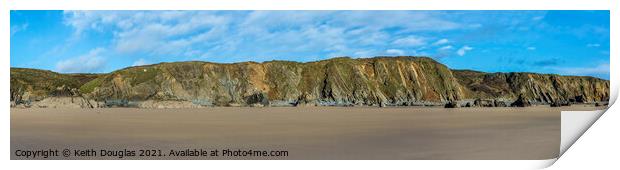 Panorama of the cliffs above Marloes Sands Print by Keith Douglas