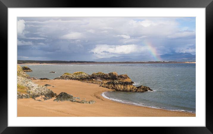 Rainbow over Llanddwyn Island and Newborough Forest Framed Mounted Print by Jason Wells
