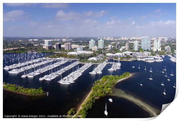 Dinner Key Marina and City Hall, Miami Print by Kasia Design