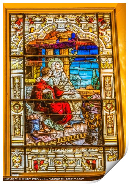 Saint Augustine Monica Stained Glass Cathedral Saint Augustine Florida Print by William Perry
