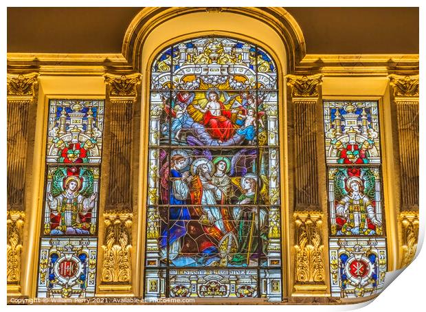 Augustine Jesus Angels Stained Glass Cathedral Saint Augustine Print by William Perry