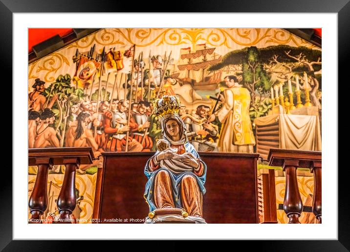 Mary Statue Painting Basilica Cathedral Saint Augustine Florida Framed Mounted Print by William Perry