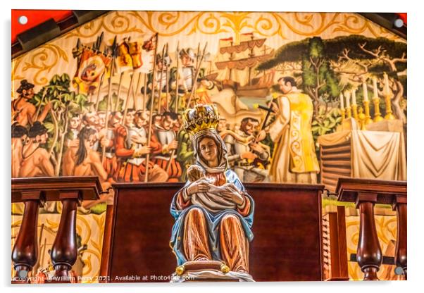 Mary Statue Painting Basilica Cathedral Saint Augustine Florida Acrylic by William Perry