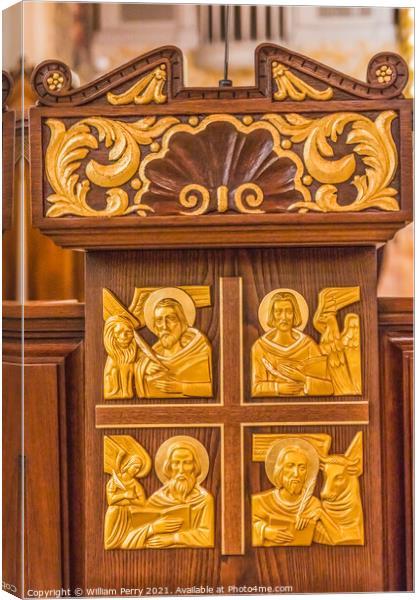 Gospel Writers Lectern Basilica Cathedral Saint Augustine Florida Canvas Print by William Perry