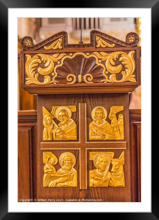 Gospel Writers Lectern Basilica Cathedral Saint Augustine Florida Framed Mounted Print by William Perry
