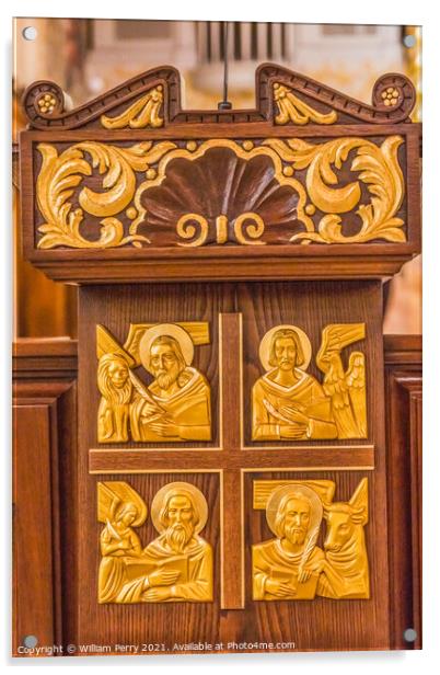 Gospel Writers Lectern Basilica Cathedral Saint Augustine Florida Acrylic by William Perry