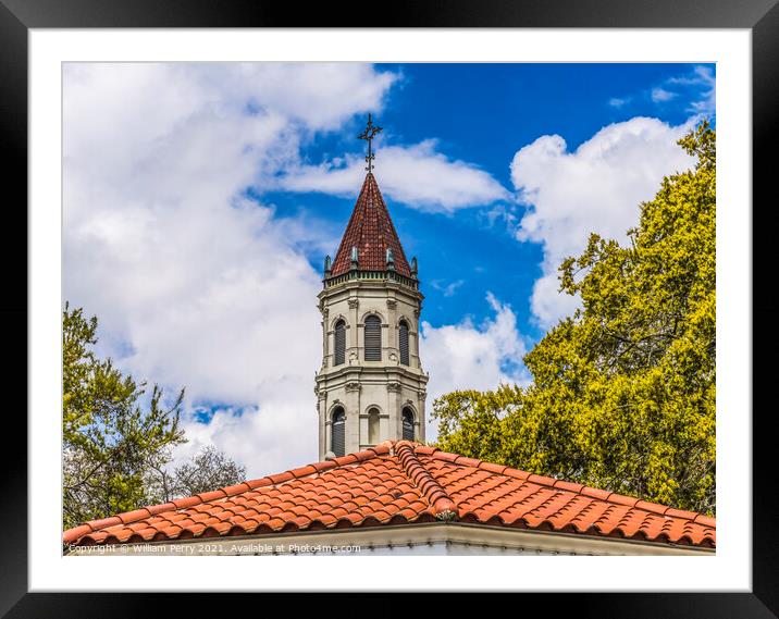 Bell Tower Orange Roof Cathedral Saint Augustine Florida Framed Mounted Print by William Perry