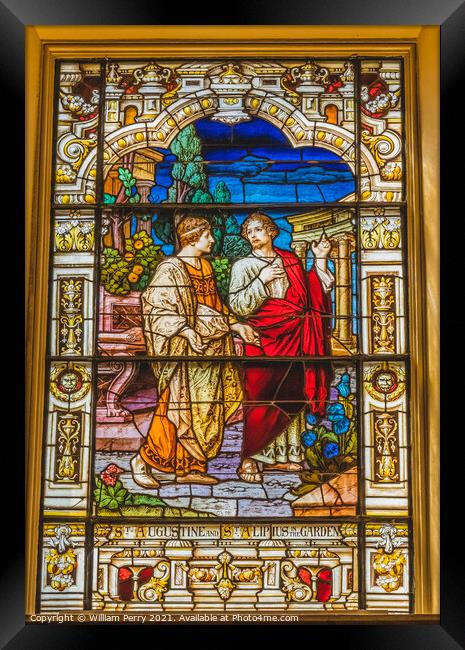 Saints Augustine Alipius Stained Glass Cathedral Saint Augustine Framed Print by William Perry
