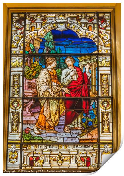 Saints Augustine Alipius Stained Glass Cathedral Saint Augustine Print by William Perry