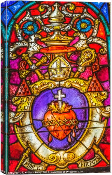 Sacred Heart Jesus Stained Glass Cathedral Saint Augustine Flori Canvas Print by William Perry