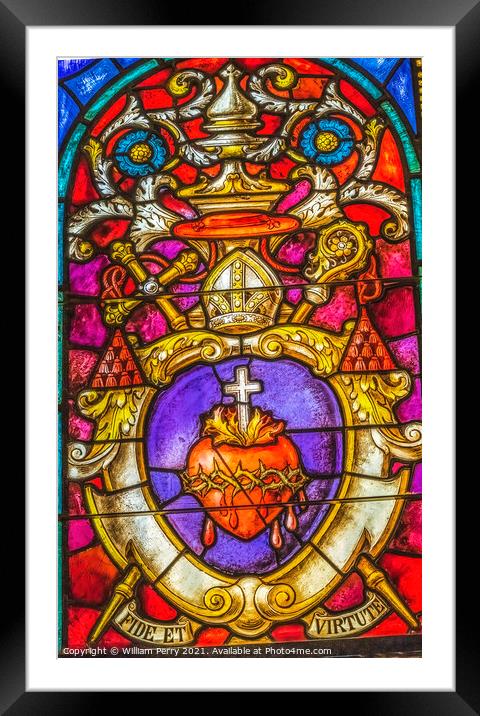 Sacred Heart Jesus Stained Glass Cathedral Saint Augustine Flori Framed Mounted Print by William Perry