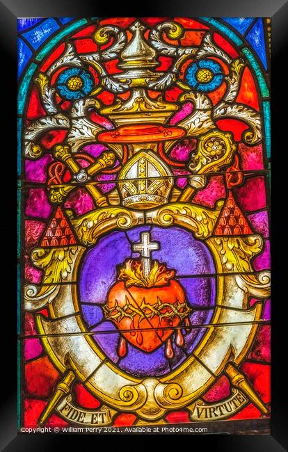 Sacred Heart Jesus Stained Glass Cathedral Saint Augustine Flori Framed Print by William Perry