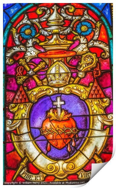 Sacred Heart Jesus Stained Glass Cathedral Saint Augustine Flori Print by William Perry