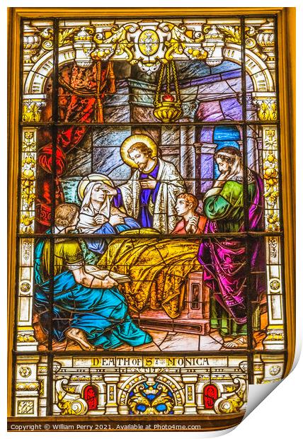 Saint Augustine Death Mother Stained Glass Cathedral Saint Augus Print by William Perry