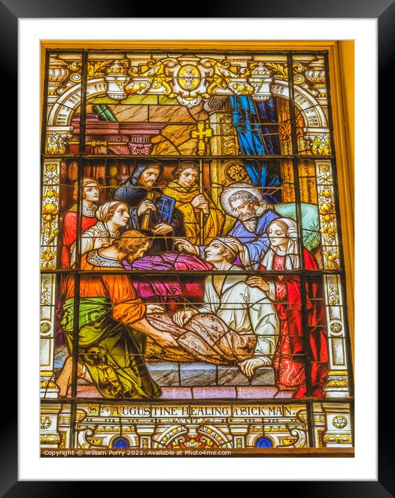 Saint Augustine Healing Stained Glass Cathedral Saint Augustine  Framed Mounted Print by William Perry