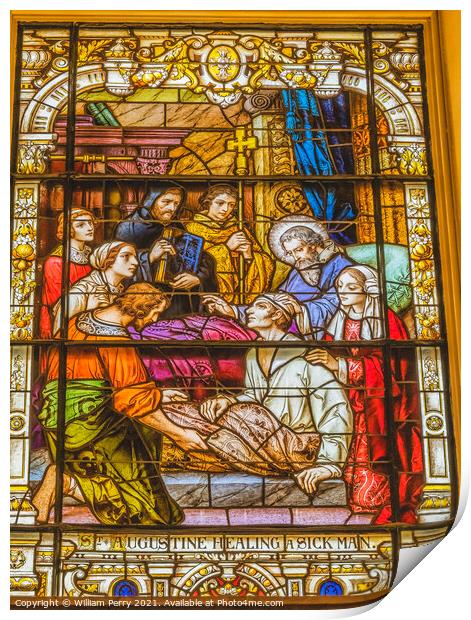 Saint Augustine Healing Stained Glass Cathedral Saint Augustine  Print by William Perry