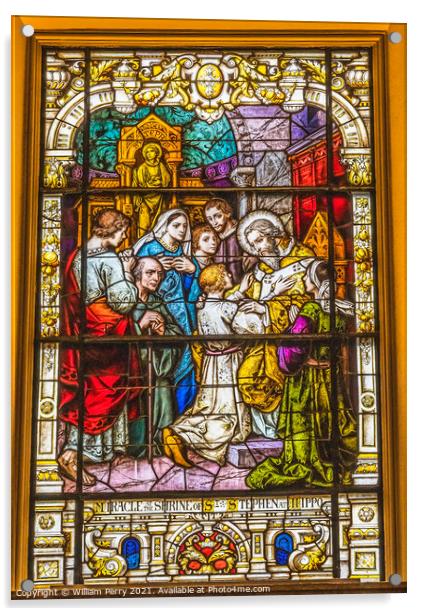 Saint Augustine Miracle Stained Glass Cathedral Saint Augustine  Acrylic by William Perry