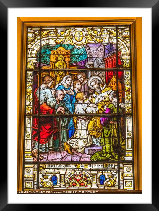 Saint Augustine Miracle Stained Glass Cathedral Saint Augustine  Framed Mounted Print by William Perry