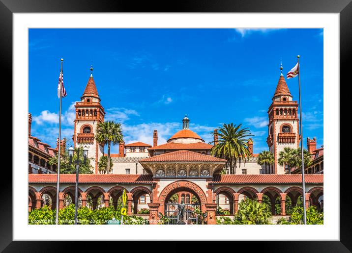 Red White Flagler College St Augustine Florida  Framed Mounted Print by William Perry