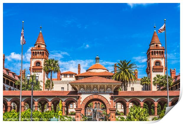 Red White Flagler College St Augustine Florida  Print by William Perry
