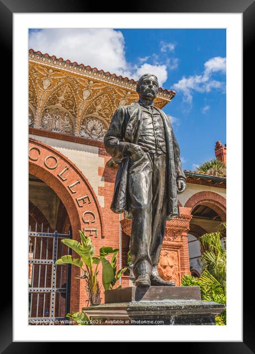 Statue Red White Flagler College St Augustine Florida  Framed Mounted Print by William Perry