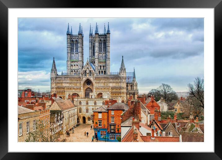 Lincoln Cathedral Aerial View Framed Mounted Print by Alison Chambers