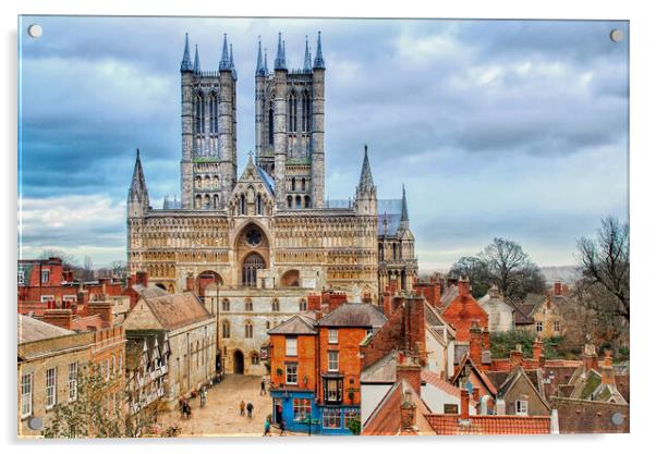Lincoln Cathedral Aerial View Acrylic by Alison Chambers