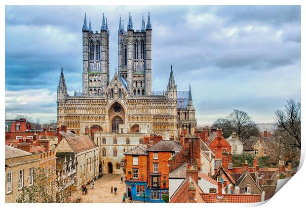 Lincoln Cathedral Aerial View Print by Alison Chambers