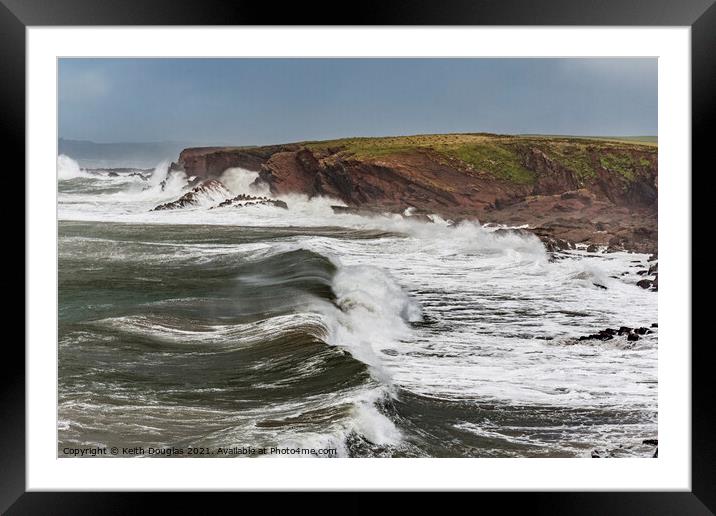 Waves in St Brides Haven Framed Mounted Print by Keith Douglas